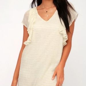 SUNSET DREAMS GOLD STRIPED SHIFT DRESS